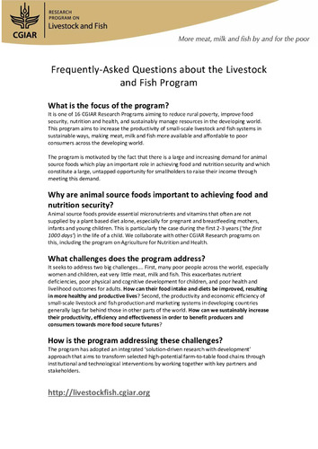 Frequently-Asked Questions about the Livestock and Fish Program