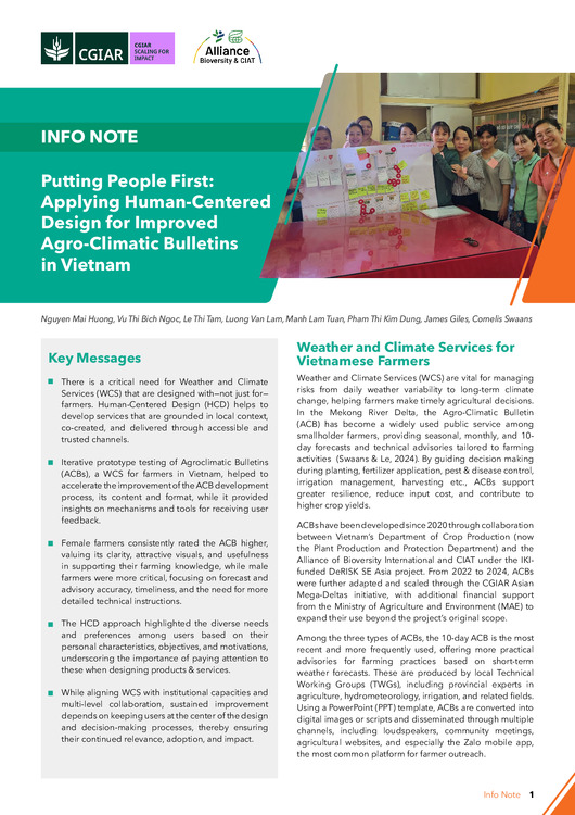 Putting people first: Applying human-centered design for improved  agro-climatic bulletins in Vietnam