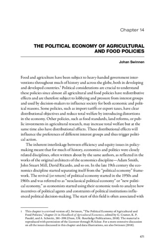 The political economy of agricultural and food policies