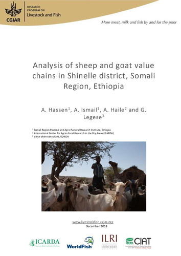 Analysis of sheep and goat value chains in Shinelle district, Somali ...