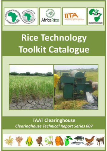 Rice technology toolkit catalogue: clearinghouse technical report ...
