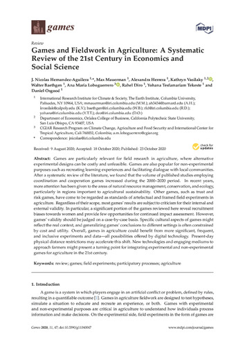 Games and fieldwork in agriculture: A systematic review of the 
