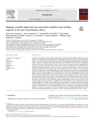 Mapping rootable depth and root zone plant-available water holding ...