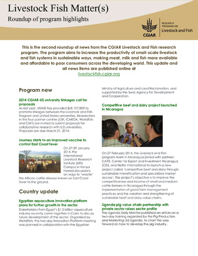 Livestock Fish Matter(s): Roundup of program highlights, March 2014