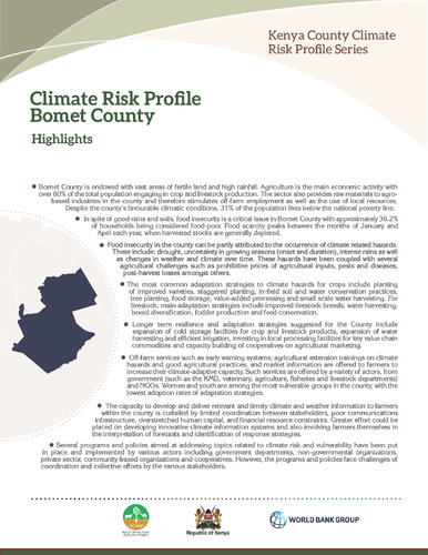 Climate Risk Profile for Bomet County. Kenya County Climate Risk ...