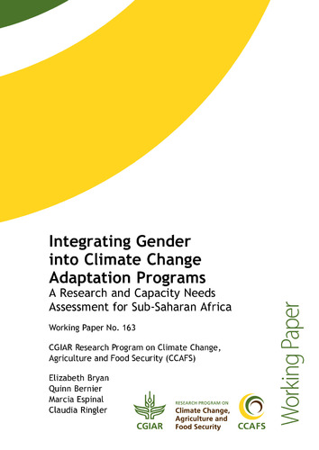 Integrating Gender Into Climate Change Adaptation Programs: A Research ...